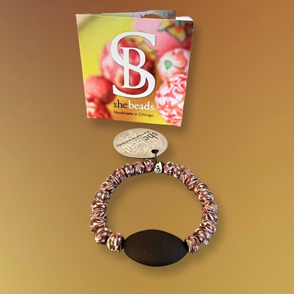 Hand Rolled Clay-Bead Bracelet by She Beads - Picture 1 of 3